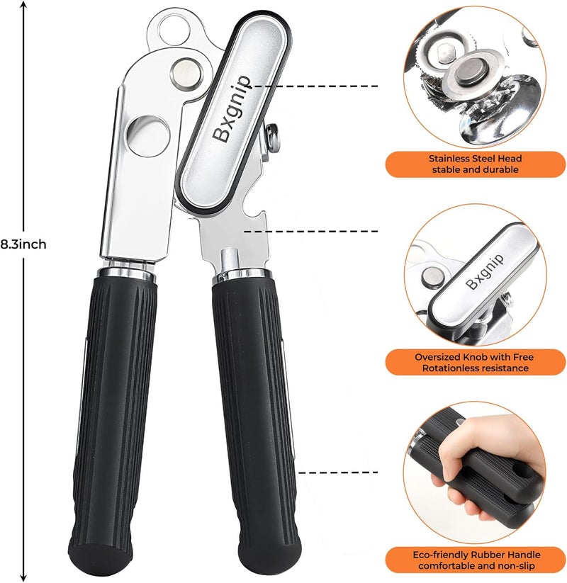 Bxgnip Can Opener Manual with Magnet,Soft Grip Rubber Handle Sharp Blade Smooth Edge,Effortless knob,Heavy Duty Can Opener with Multifunctional Bottle Opener - Image 2